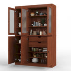 Palace Imports 100% Solid Wood 48.5  Pantry China Cabinet with Frosted Glass, Solid Wood Doors and 2-Drawers