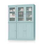 Palace Imports 100% Solid Wood 48.5  Pantry China Cabinet with Frosted Glass, Solid Wood Doors and 2-Drawers
