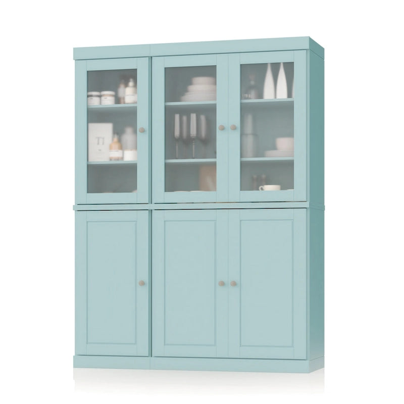 Palace Imports 100% Solid Wood 48.5  Pantry China Cabinet with Frosted Glass, Solid Wood Doors and 2-Drawers