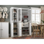 Palace Imports 100% Solid Wood 48.5  Pantry China Cabinet with Frosted Glass, Solid Wood Doors and 2-Drawers