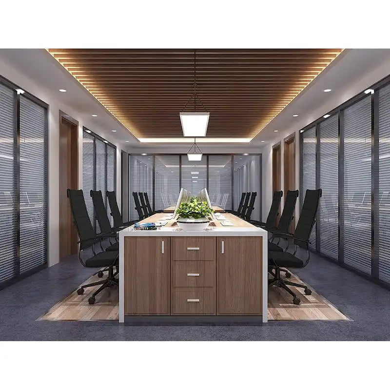 Modern High Back Office Chair Ribbed PU Leather Swivel Tilt Conference Room Computer Desk Cushion Seat Boss