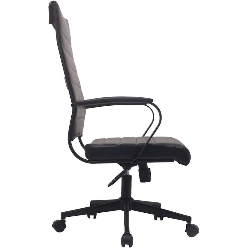 Modern High Back Office Chair Ribbed PU Leather Swivel Tilt Conference Room Computer Desk Cushion Seat Boss