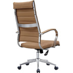 Modern High Back Office Chair Ribbed PU Leather Swivel Tilt Conference Room Computer Desk Cushion Seat Boss
