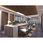 Modern High Back Office Chair Ribbed PU Leather Swivel Tilt Conference Room Computer Desk Cushion Seat Boss