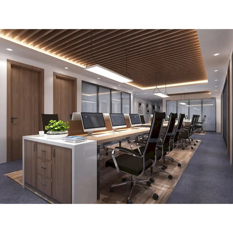 Modern High Back Office Chair Ribbed PU Leather Swivel Tilt Conference Room Computer Desk Cushion Seat Boss