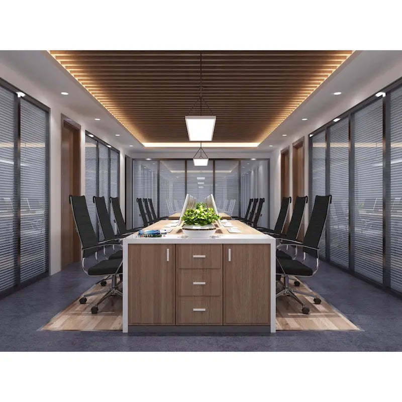 Modern High Back Office Chair Ribbed PU Leather Swivel Tilt Conference Room Computer Desk Cushion Seat Boss