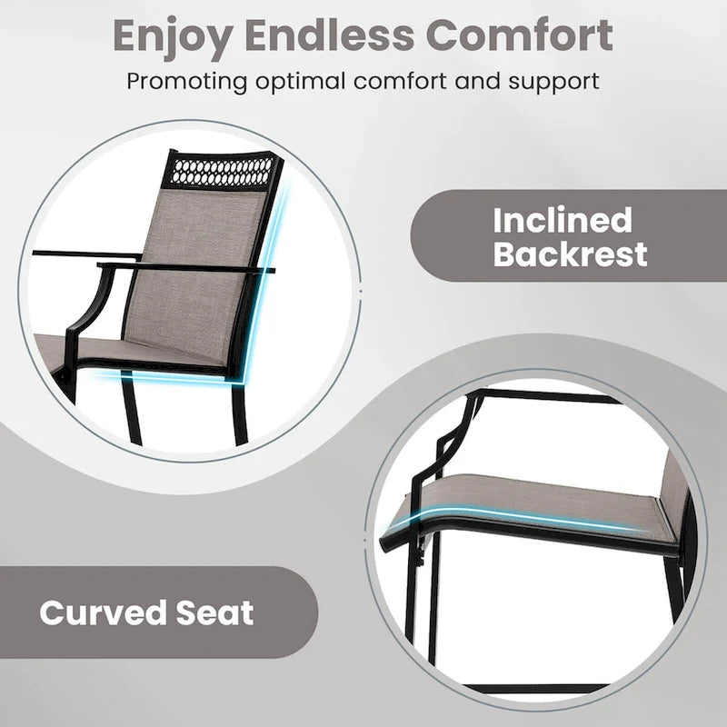 Costway Outdoor Counter Stools Set of 2 with Footrest & Armrests Metal - See Details