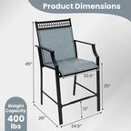 Costway Outdoor Counter Stools Set of 2 with Footrest & Armrests Metal - See Details