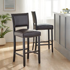 30.5  Modern Bar Stool with Leather Backrest Padded Seat, Nailhead Trim, Solid Wood Legs for Bar Dining Room Living Room Caf