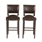 30.5  Modern Bar Stool with Leather Backrest Padded Seat, Nailhead Trim, Solid Wood Legs for Bar Dining Room Living Room Caf