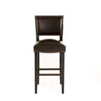 30.5  Modern Bar Stool with Leather Backrest Padded Seat, Nailhead Trim, Solid Wood Legs for Bar Dining Room Living Room Caf