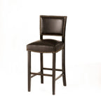 30.5  Modern Bar Stool with Leather Backrest Padded Seat, Nailhead Trim, Solid Wood Legs for Bar Dining Room Living Room Caf