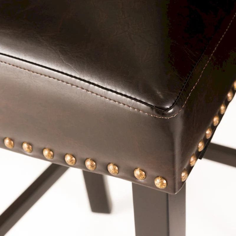 30.5  Modern Bar Stool with Leather Backrest Padded Seat, Nailhead Trim, Solid Wood Legs for Bar Dining Room Living Room Caf