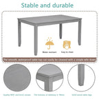 5 Pcs Kitchen Dining Table and Chair Set, Rectangular Wooden Dining Table with 4 Upholstered High Back Chairs and 1 Bench