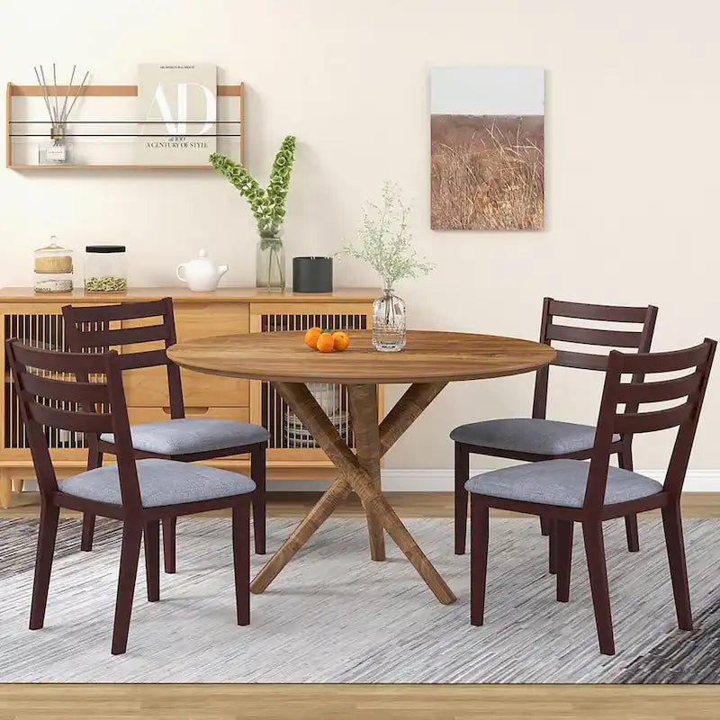 Gymax Upholstered Dining Chair Set of 4 Armless Cushioned Seat Hollow
