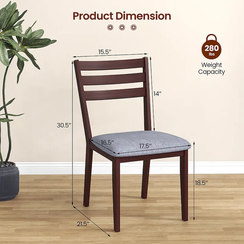 Gymax Upholstered Dining Chair Set of 4 Armless Cushioned Seat Hollow