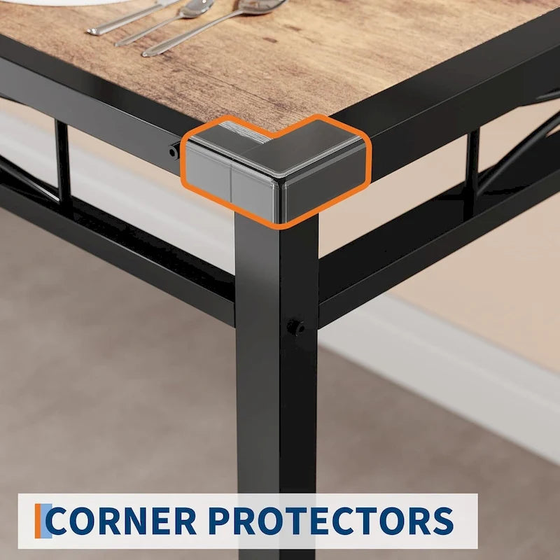 Dining Table Set, Wood Kitchen Table with Upholstered Chairs