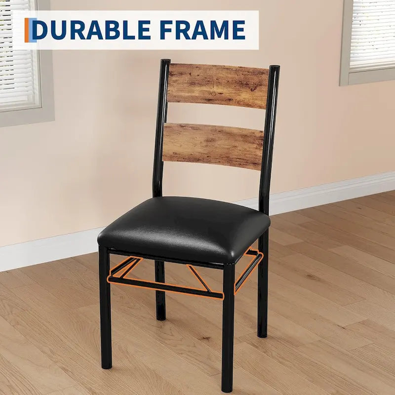 Dining Table Set, Wood Kitchen Table with Upholstered Chairs