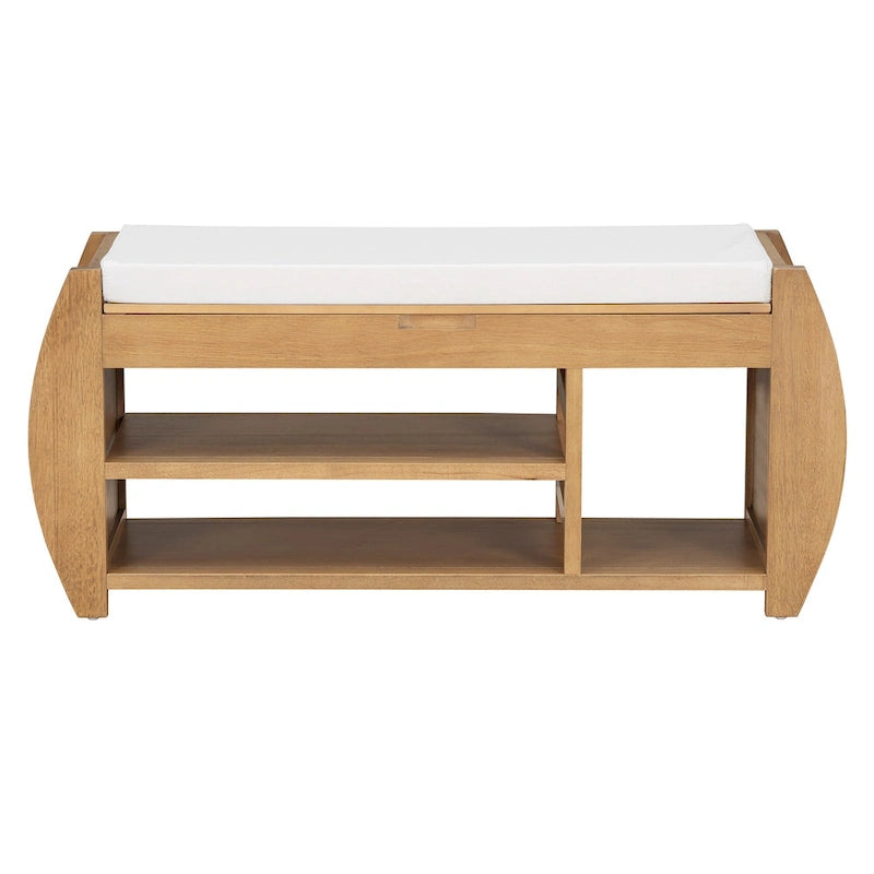 Shoe Storage Bench with Cushion and Curved Side