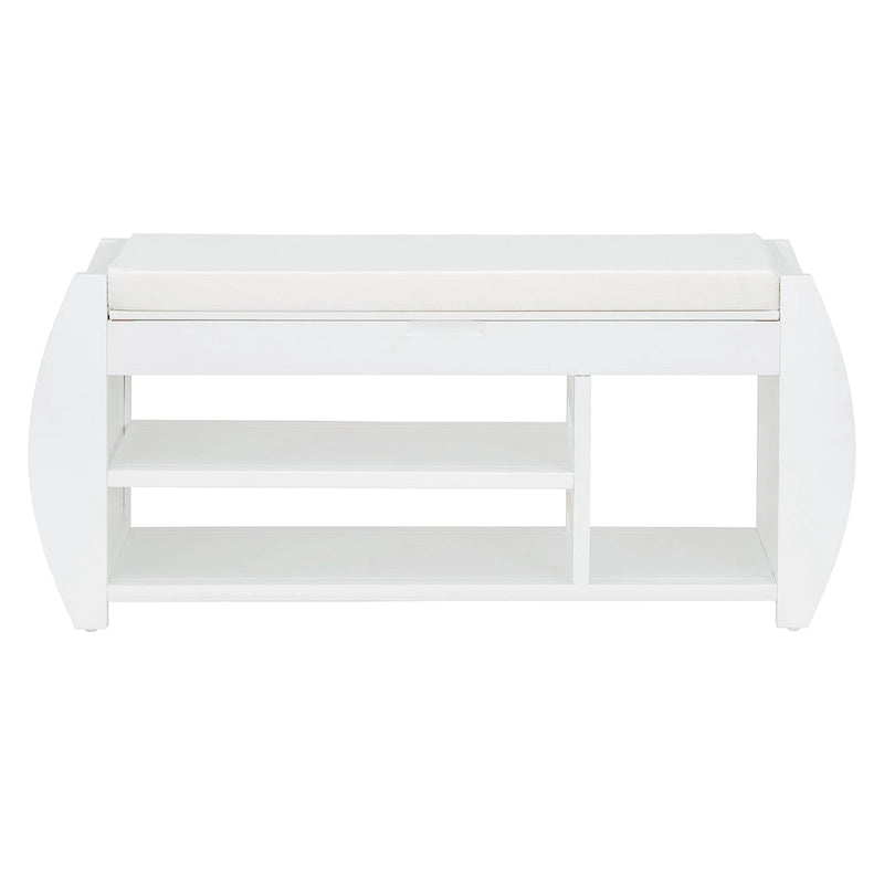 Shoe Storage Bench with Cushion and Curved Side
