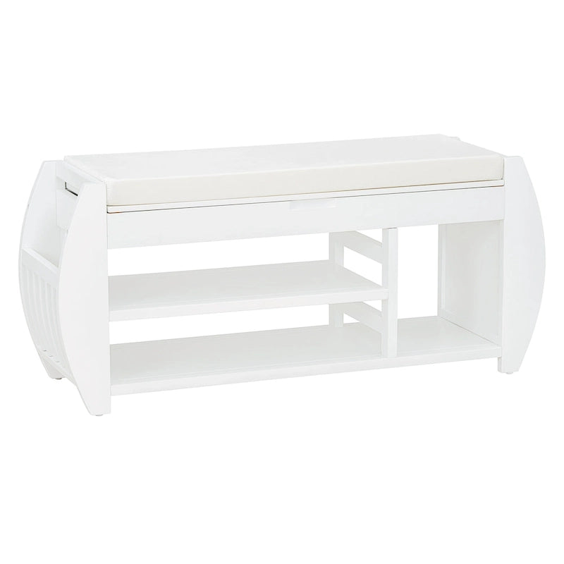 Shoe Storage Bench with Cushion and Curved Side