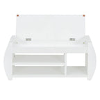 Shoe Storage Bench with Cushion and Curved Side