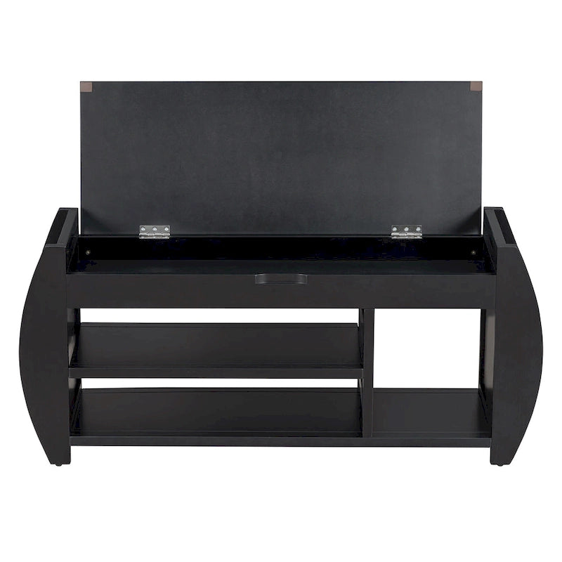 Shoe Storage Bench with Cushion and Curved Side