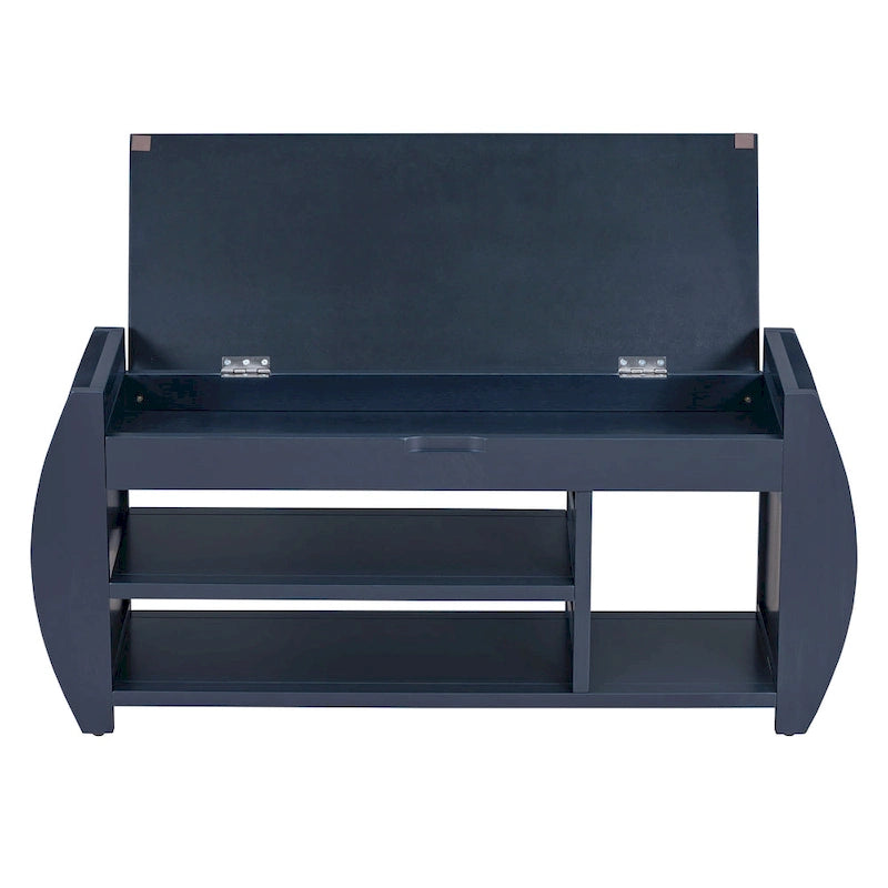 Shoe Storage Bench with Cushion and Curved Side