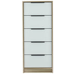 Wood Modern 5 Drawer Dresser Chest with Metal Glides and Handles
