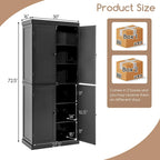 Gymax 72.5  Kitchen Pantry w/4 Door 6-Tier Shelves Freestanding