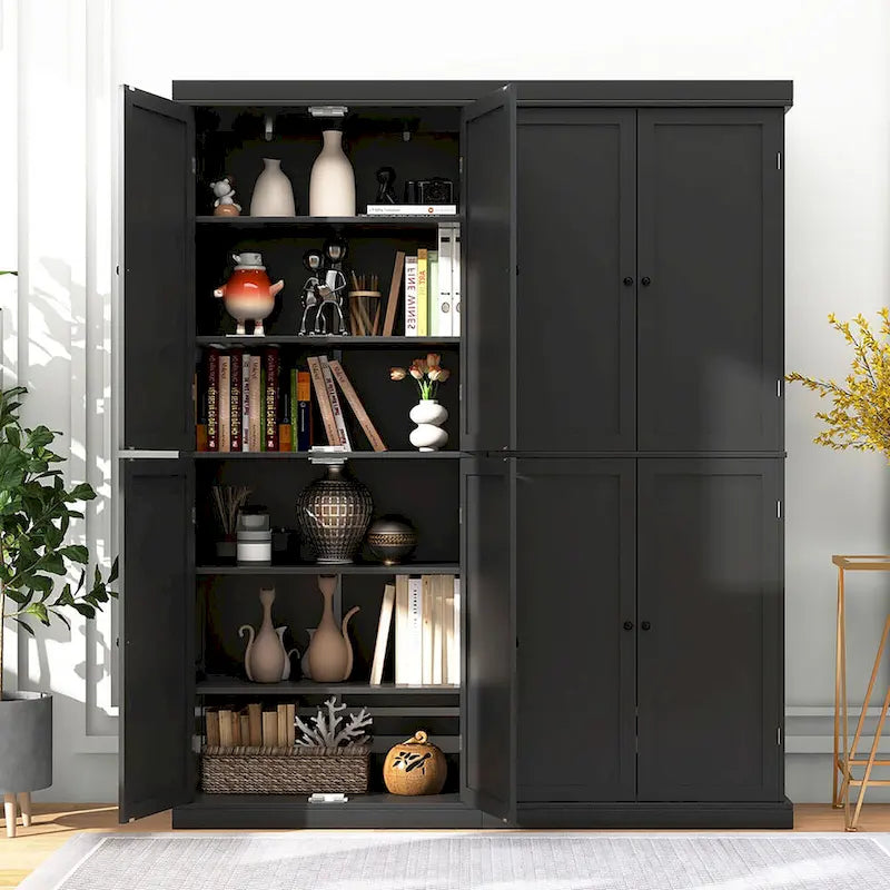 Gymax 72.5  Kitchen Pantry w/4 Door 6-Tier Shelves Freestanding