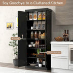 Gymax 72.5  Kitchen Pantry w/4 Door 6-Tier Shelves Freestanding