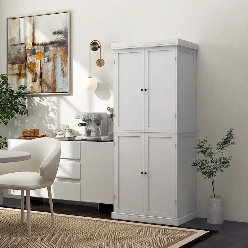 Gymax 72.5  Kitchen Pantry w/4 Door 6-Tier Shelves Freestanding