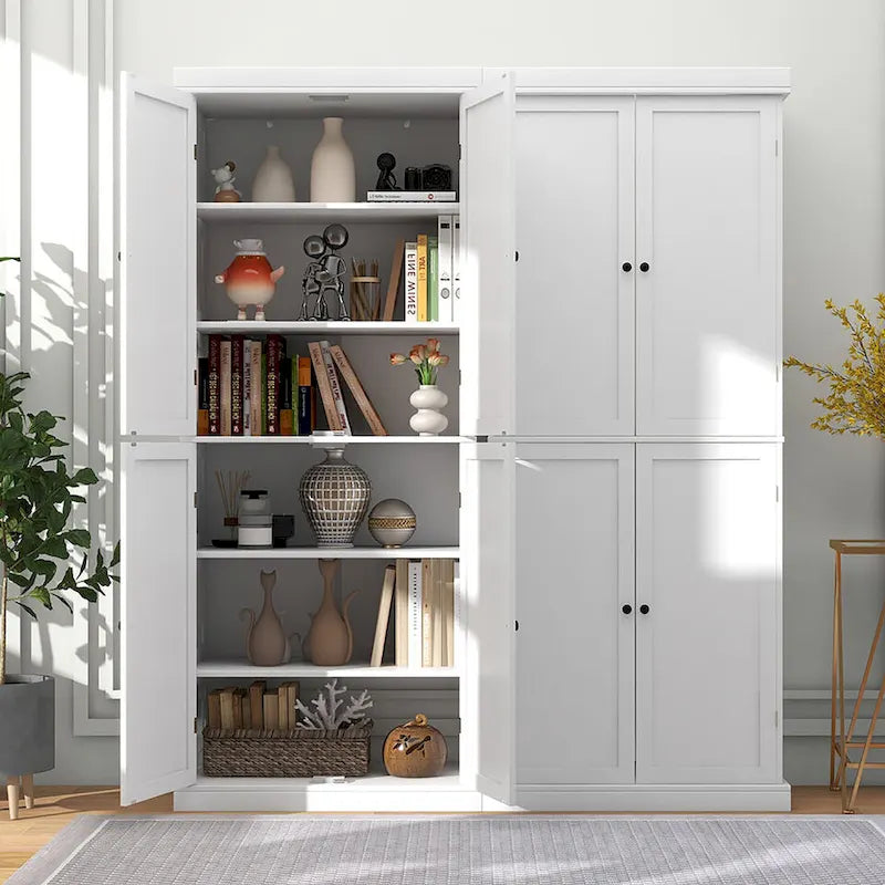 Gymax 72.5  Kitchen Pantry w/4 Door 6-Tier Shelves Freestanding