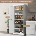 Gymax 72.5  Kitchen Pantry w/4 Door 6-Tier Shelves Freestanding
