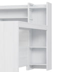 Twin/Full Size Multifunctional Daybed with Storage Shelves and Desk, Wooden Platform Bed Frame with Twin Size Trundle