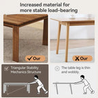 62.99 Inch Mid Century Modern Solid Wood Dining Table for 4-6 People