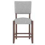 Mid Century Modern Bar Stools Set of 4,Counter Stools with Back,Linen Upholstered Barstools with Solid Wood Legs Bar Chairs