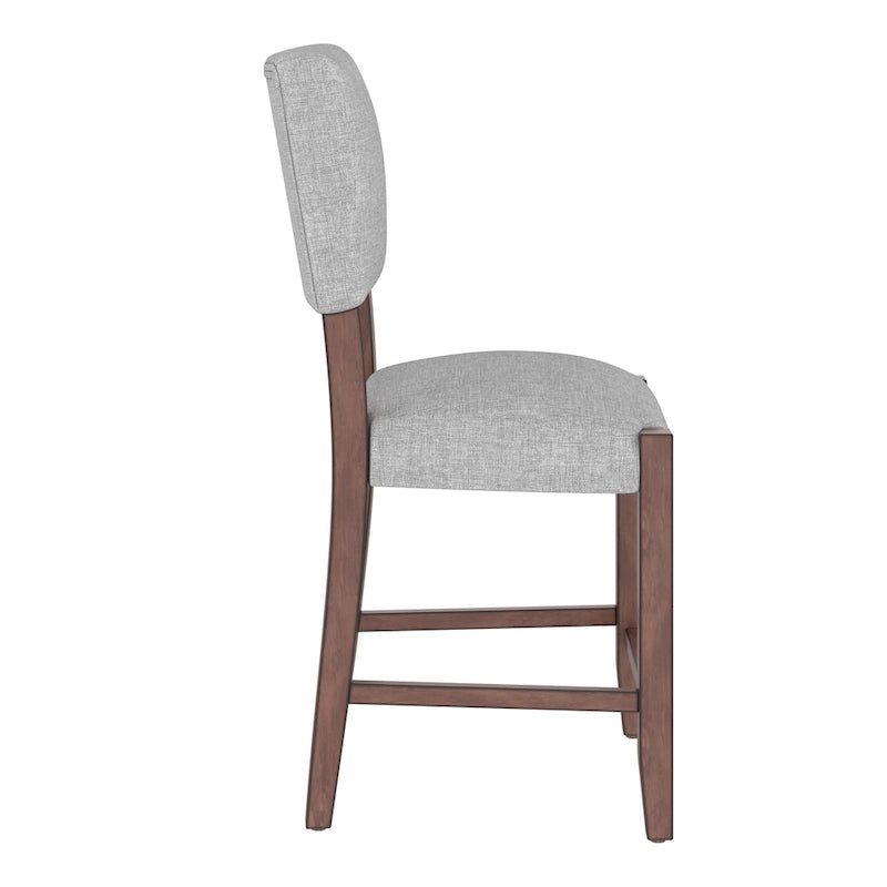 Mid Century Modern Bar Stools Set of 4,Counter Stools with Back,Linen Upholstered Barstools with Solid Wood Legs Bar Chairs