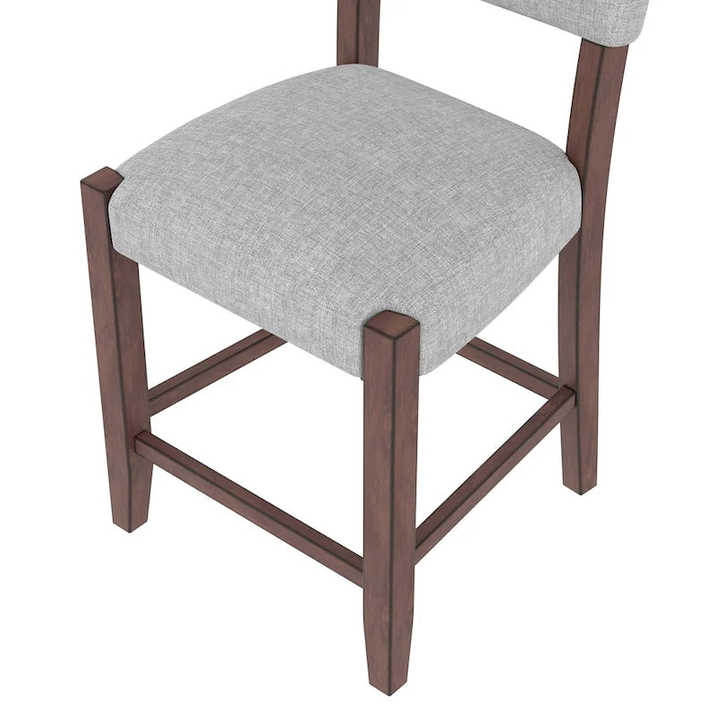Mid Century Modern Bar Stools Set of 4,Counter Stools with Back,Linen Upholstered Barstools with Solid Wood Legs Bar Chairs