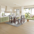 Mid Century Modern Bar Stools Set of 4,Counter Stools with Back,Linen Upholstered Barstools with Solid Wood Legs Bar Chairs