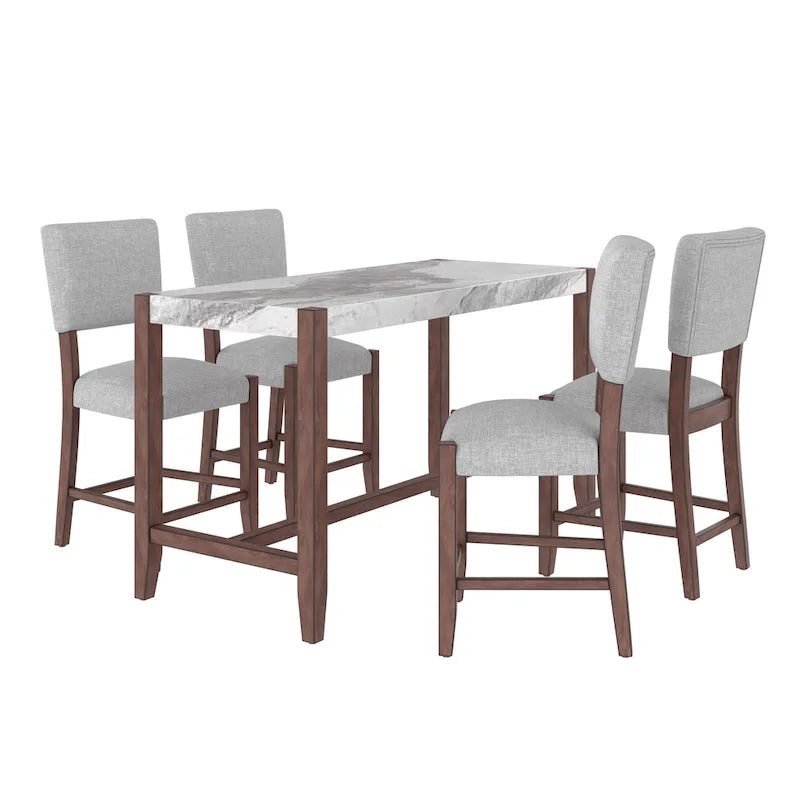 Mid Century Modern Bar Stools Set of 4,Counter Stools with Back,Linen Upholstered Barstools with Solid Wood Legs Bar Chairs