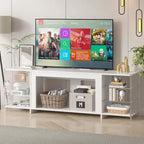 VECELO 70  Rustic TV Stand without/with Fireplace Heater(2 Options),Media Entertainment Center Table with Storage Shelves