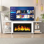 VECELO 70  Rustic TV Stand without/with Fireplace Heater(2 Options),Media Entertainment Center Table with Storage Shelves