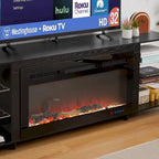 VECELO 70  Rustic TV Stand without/with Fireplace Heater(2 Options),Media Entertainment Center Table with Storage Shelves