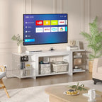 VECELO 70  Rustic TV Stand without/with Fireplace Heater(2 Options),Media Entertainment Center Table with Storage Shelves