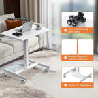 42.5  H Tall Small Standing Desk Mobile Portable Rolling Laptop PC Table Adjustable Height w/ Wheels