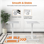 42.5  H Tall Small Standing Desk Mobile Portable Rolling Laptop PC Table Adjustable Height w/ Wheels