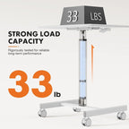 42.5  H Tall Small Standing Desk Mobile Portable Rolling Laptop PC Table Adjustable Height w/ Wheels