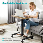 42.5  H Tall Small Standing Desk Mobile Portable Rolling Laptop PC Table Adjustable Height w/ Wheels
